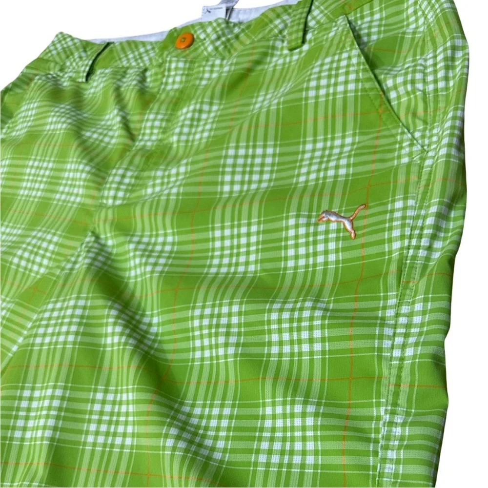 PUMA Green Plaid Golf Shorts Size 36 Men’s Summer Casual Sporty Lightweight NWOT - Picture 6 of 10